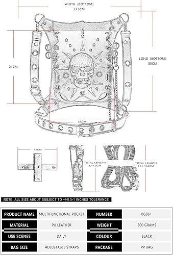 Miniatura 5 de Bolsa de pierna Steampunk multifuncional al aire libre motocicleta mensajero hombro cintura paquete, BG061