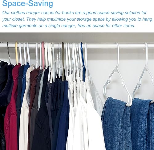Miniatura 7 de uxcell Ganchos para colgar ropa, 30 unidades, ganchos de plástico ABS, extensores de colgador, ganchos para colgar ahorran espacio para armario