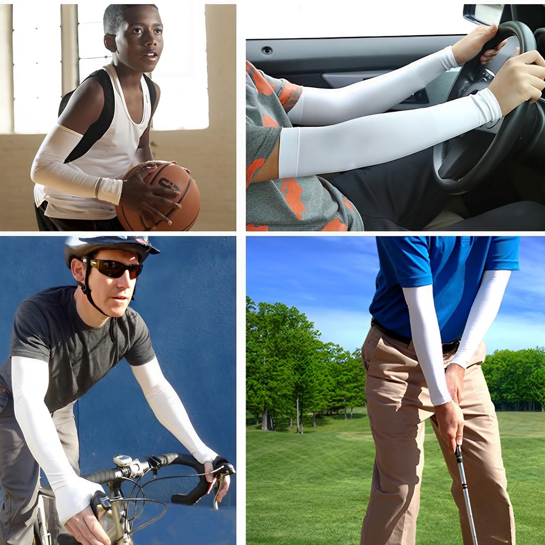 2 Paires Manchette Bras Femme Homme, Unisexe Soie Glacé Manche de Protection Solaire, pour Sport Running Golf Cyclisme