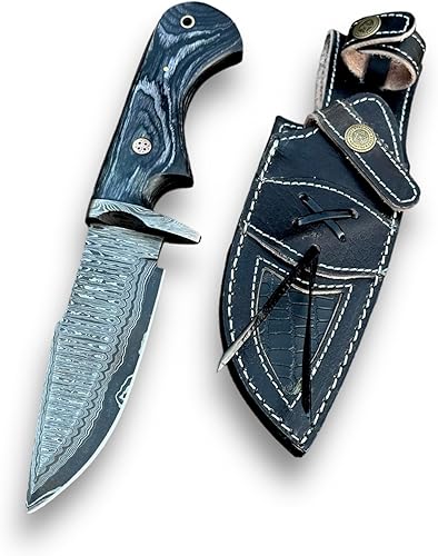 LYN-Cuchillo de caza de acero de Damasco hecho a mano con funda de hoja fija, cuchillo de cinturón de caza de Damasco para camping, ideal para disponible en Yaxa Colombia