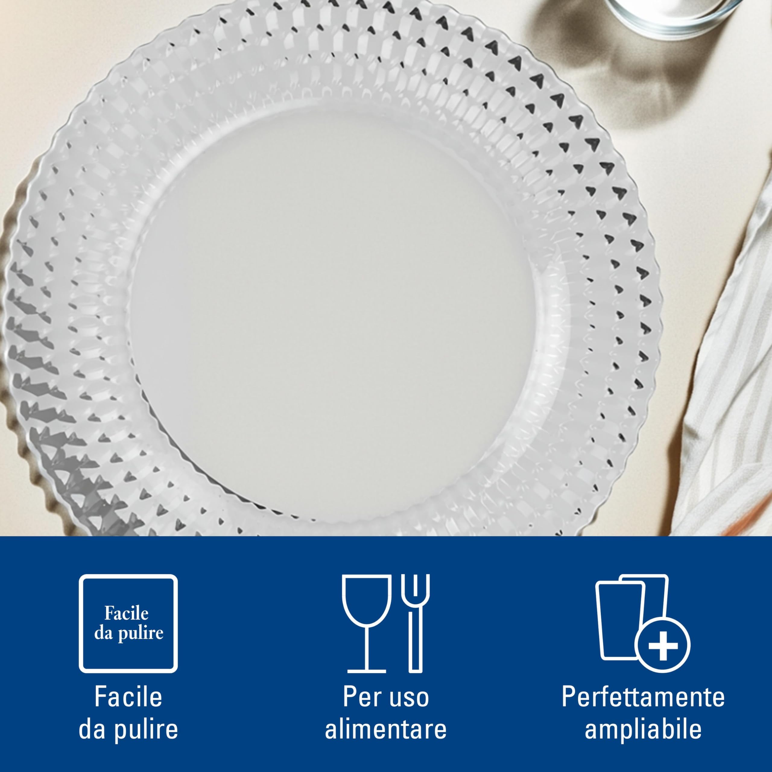 Villeroy & Boch - Boston Piatto Segnaposto Trasparente, Lavabile in Lavastoviglie, Stoviglie, Piatto Ceramica, Cristallo