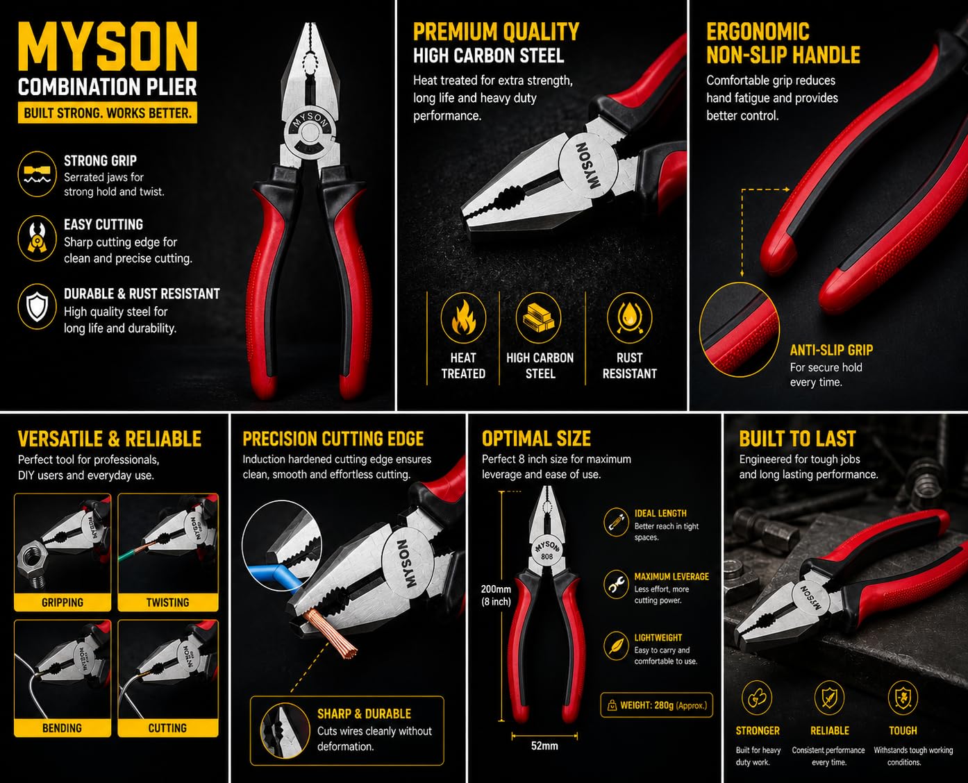 MYSON Plier electrical work,and combination plier, 4