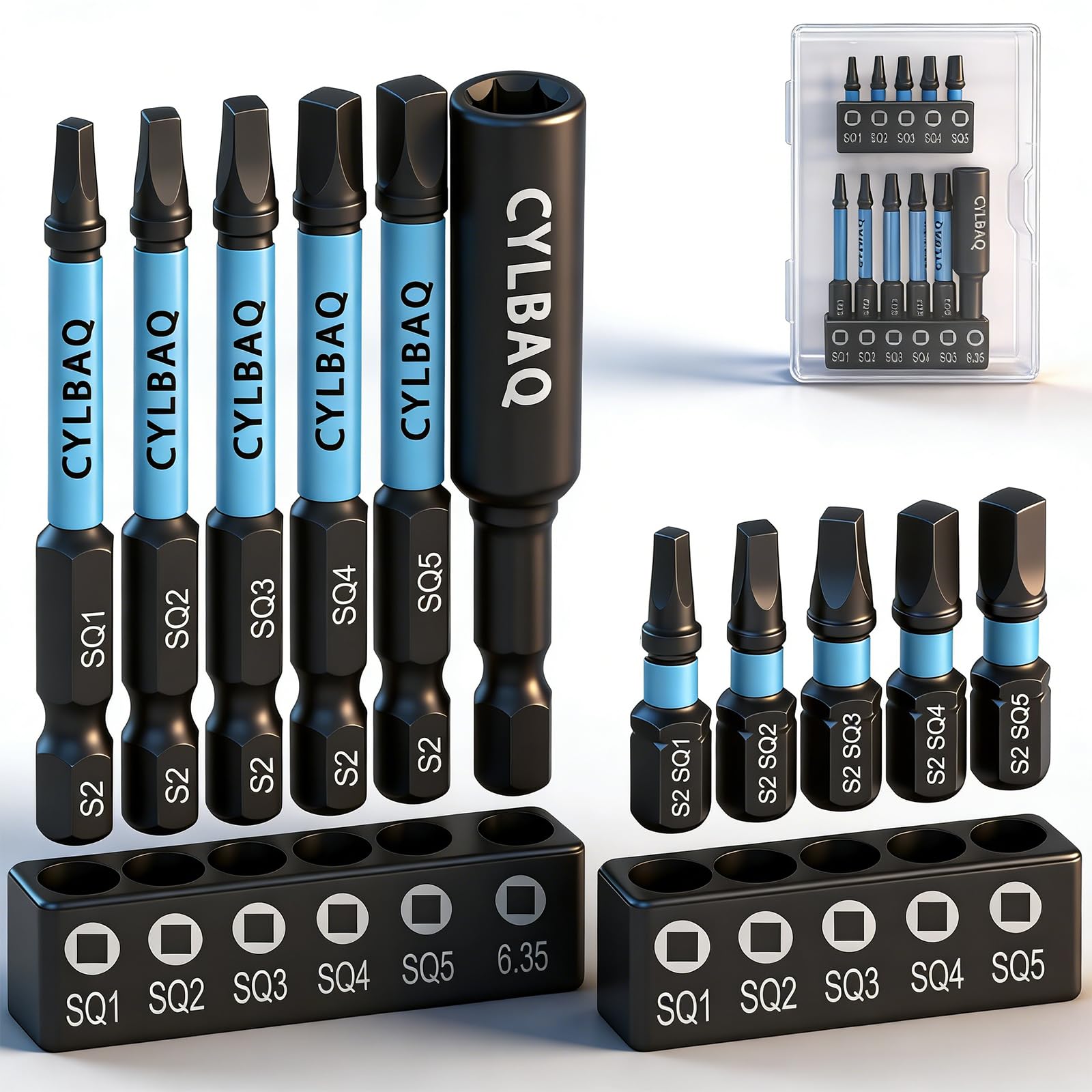 Puntas de destornillador cuadradas magneticas de acero S2 con extension para seguridad
