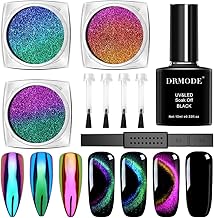 Cat Eye Chrome Nail Powder - 3PC Get Cat Eye Effect and Chameleon Mirror Effect, 9D Galaxy Gem Glitter Metallic Manicure Pigment with Bonus Black UV Gel and Magnetic Stick - Unique DIY Set