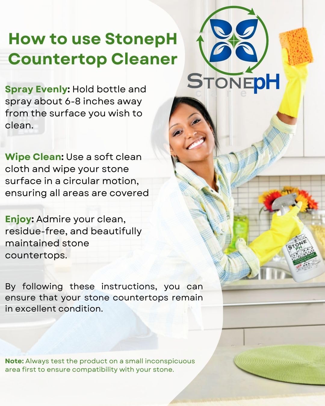 Limpiador de encimeras neutro para superficies de limpieza de cocina y hogar: seguro, verde, aerosol, mármol, granito, cuarzo, travertino, no abrasivo y no tóxico, biodegradable, limón (25