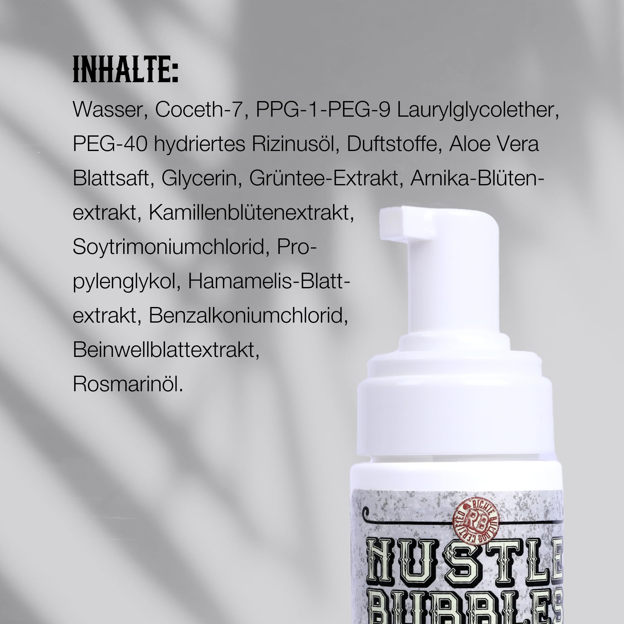Hustle Bubbles Deluxe Mousse Detergente 207ml – Schiuma detergente per tatuaggi e cura delicata della pelle – Lenisce durante e dopo il tatuaggio – Rimuove sebo, sporco e sangue – Vegano, senza alcool