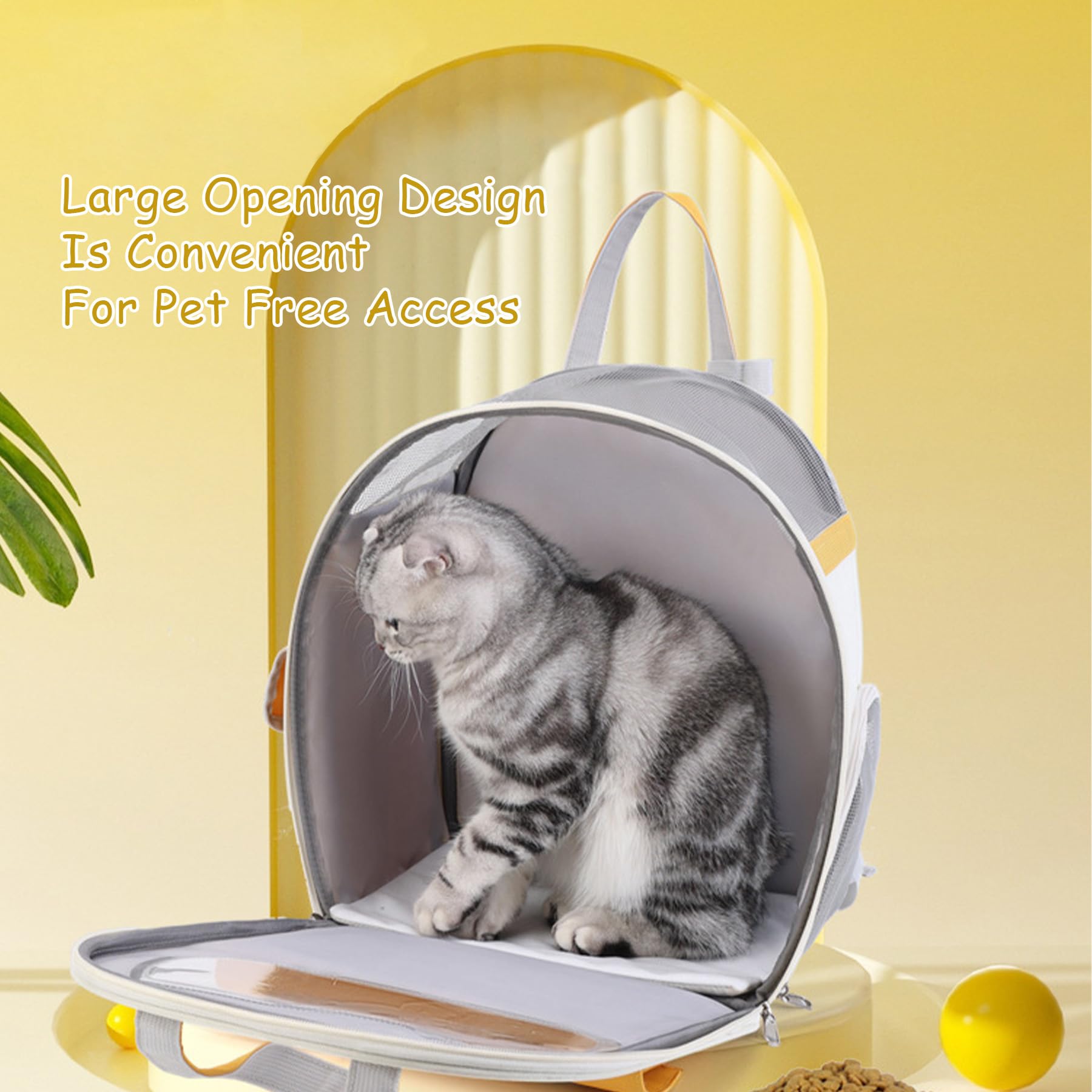 MAIGO Sac à Dos de Transport Jaune pour Chat, Petit Chien, Lapin - Maille Souple pour Voyage, Randonnée, Camping