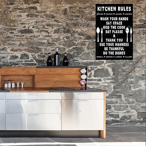 Miniatura 6 de EMOHAT Letrero de metal vintage retro divertido reglas de cocina de aluminio, cartel de hojalata, póster de bares, restaurantes, cocina, cafeterías,