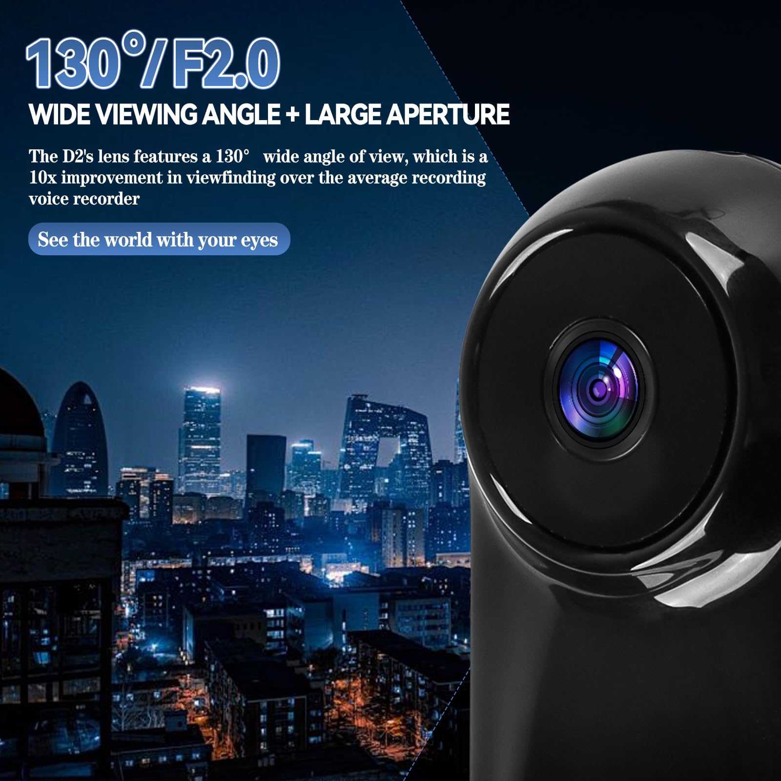 Mini cámara de acción para el pulgar 1080P HD, cámara corporal portátil para vlogging con gran angular de 130°/F2.0, cámara de video portátil con audio para vlogging, viajes, deportes