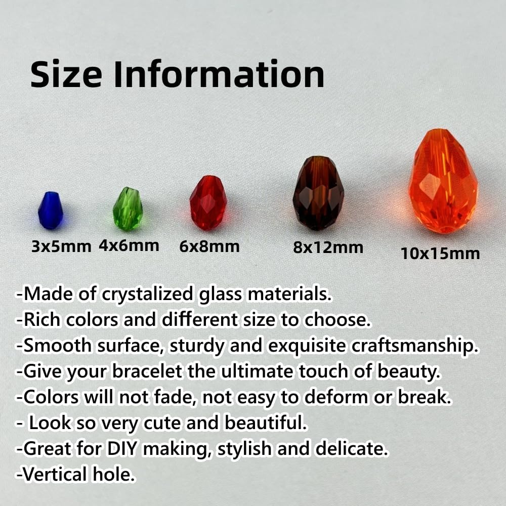 50pcs 10x15mm Teardrop Crystal Glass Beads for Jewelry Making, Faceted Vertical Hole Teardrop Glass Spacer Beads for Wind Chimes Bracelet Earring Necklace DIY Craft(Mix Colors) - Image 2