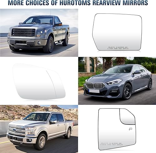 Miniatura 6 de Hurotoms Espejo lateral izquierdo + derecho para Ford F150 2004-2014 con placa trasera de repuesto para 4L3Z-17K707-DB y 4L3Z-17K707-DA