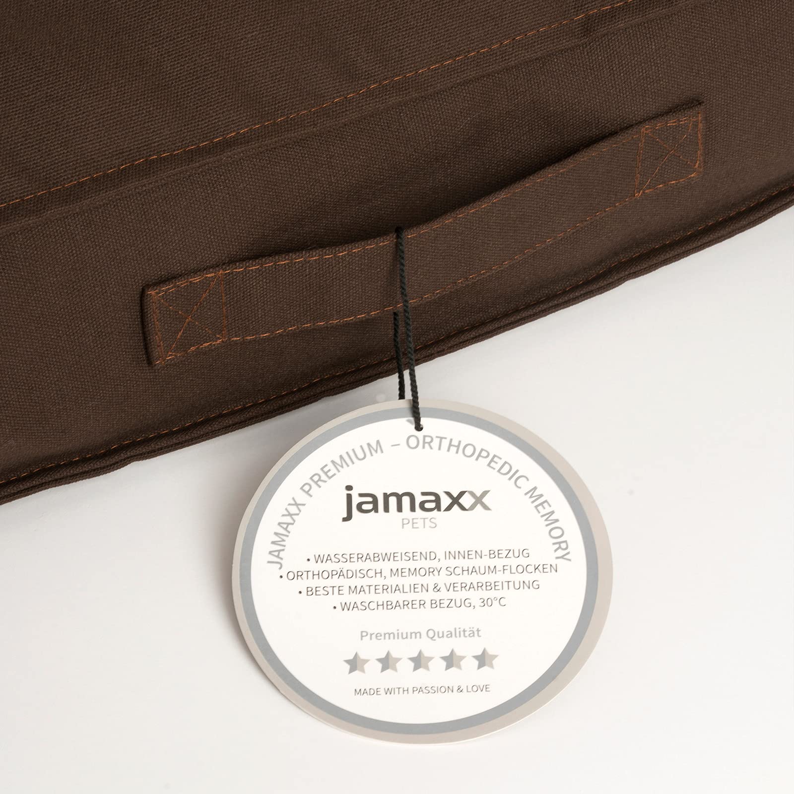 JAMAXX® Premium Hundekissen Hundematte Canvas Waschbar Orthopädisches Hundebett weich Memory Foam Visco-elastische Füllung, mittelgroße Hunde, Vintage Canvas Stoff, Matratze PDB1007 M 90x70 Sofa braun