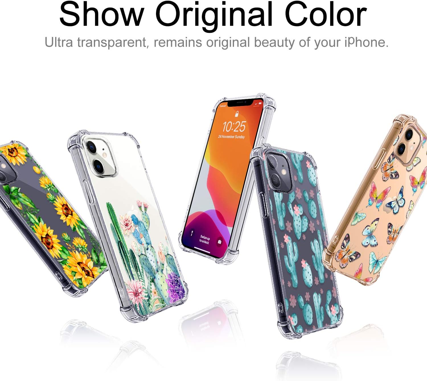 Hepix Compatible with Cactus iPhone 12 Mini Case Cute Cacti Flower Clear iPhone 12 Mini Cases for Girls Women, Slim Flexible TPU Protective Corners Anti-Scratch Shock Absorbing for iPhone 12 Mini 5.4"