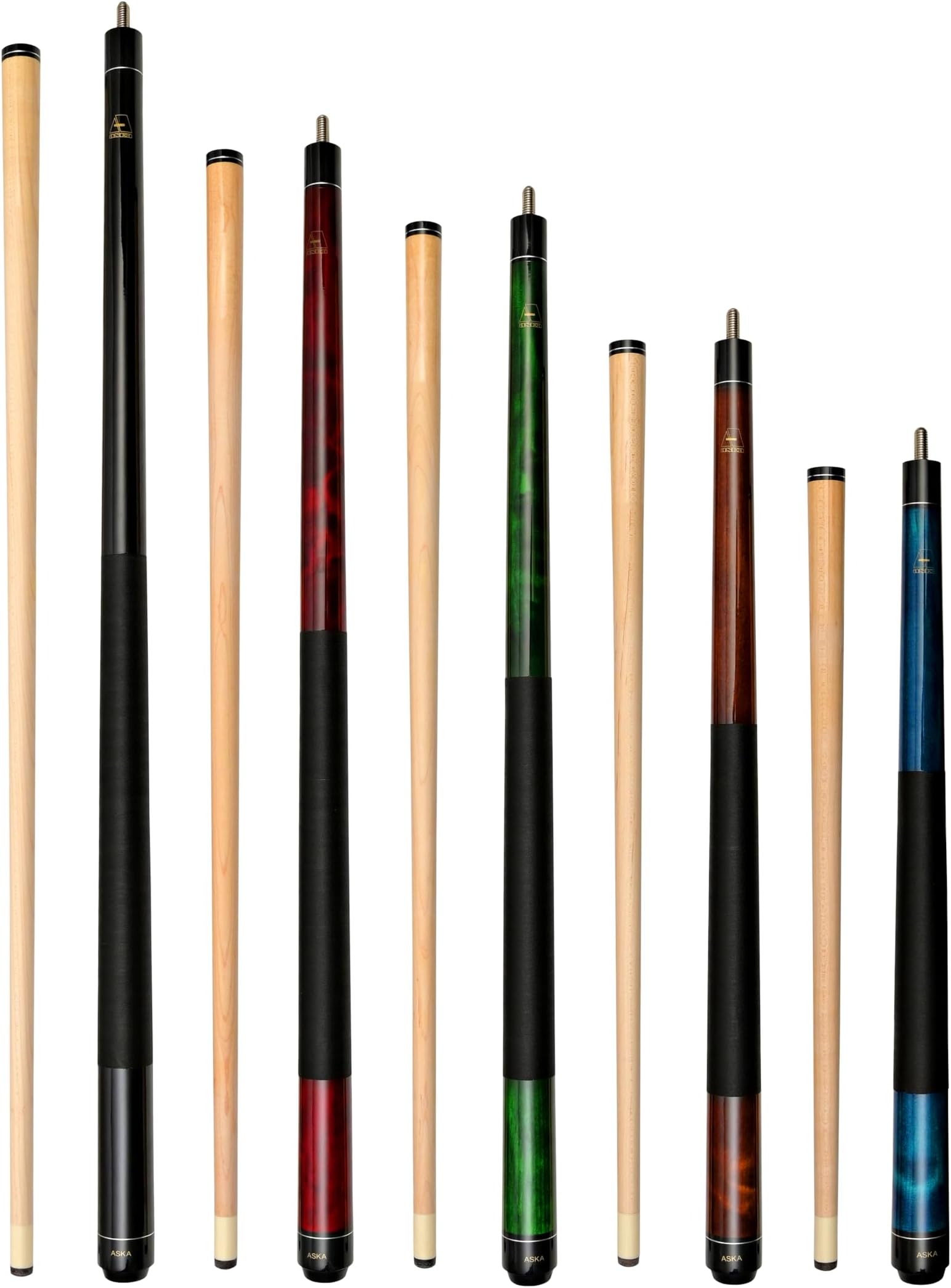 Short Pool Cue Sets, Canadian Maple Billiard Cue Sticks, 13mm Tip, 5/16x18 Joint, Multi-Set Options for Home & Game Rooms
