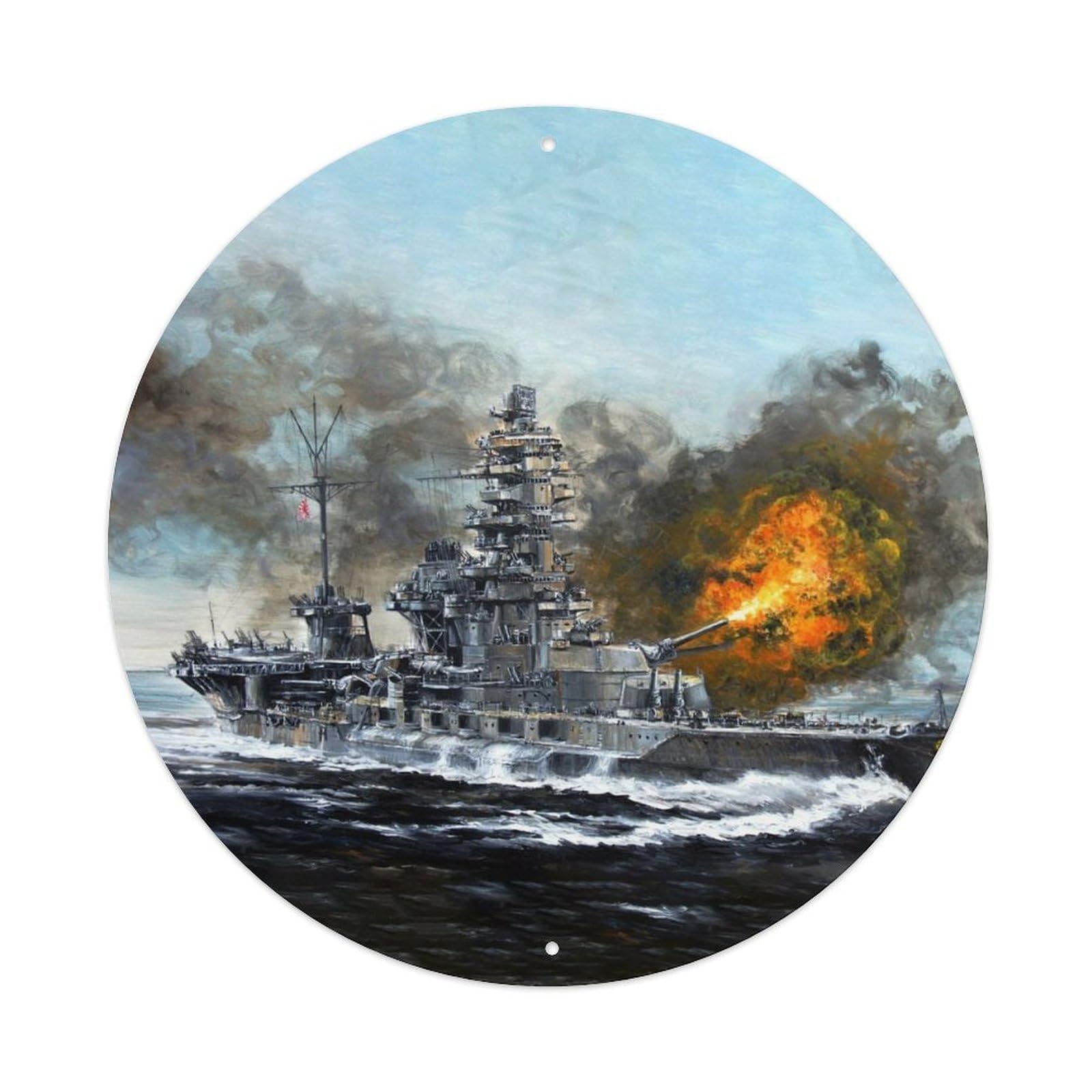 WWII Vintage Battleship Japanese Ise Battleship Vintage Metal Tin Sign Plaque Wall Decor for Cafe, Club Bar, Office, Garden Metal Poster 8x8Inch