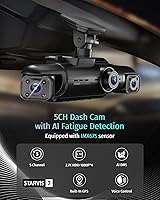 Vista 9 de Neideso Cámara de salpicadero delantera y trasera en el interior, sensor STARVIS 2, tarjeta gratuita de 128G incluida, cámara de tablero de 5