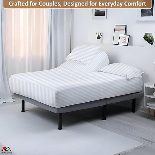 Miniatura 5 de Flex Head - Juego de sábanas de algodón egipcio dividido de 4 piezas para camas ajustables, se adapta a colchones de hasta 16 pulgadas de