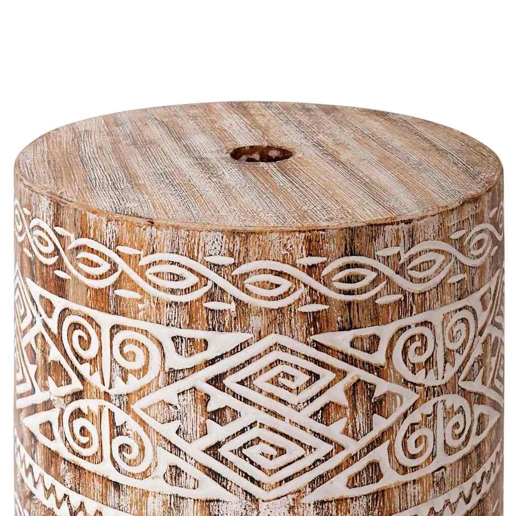 vidaXL Pied de Parasol 23 kg Blanc lavé Bois Massif Cylindrique