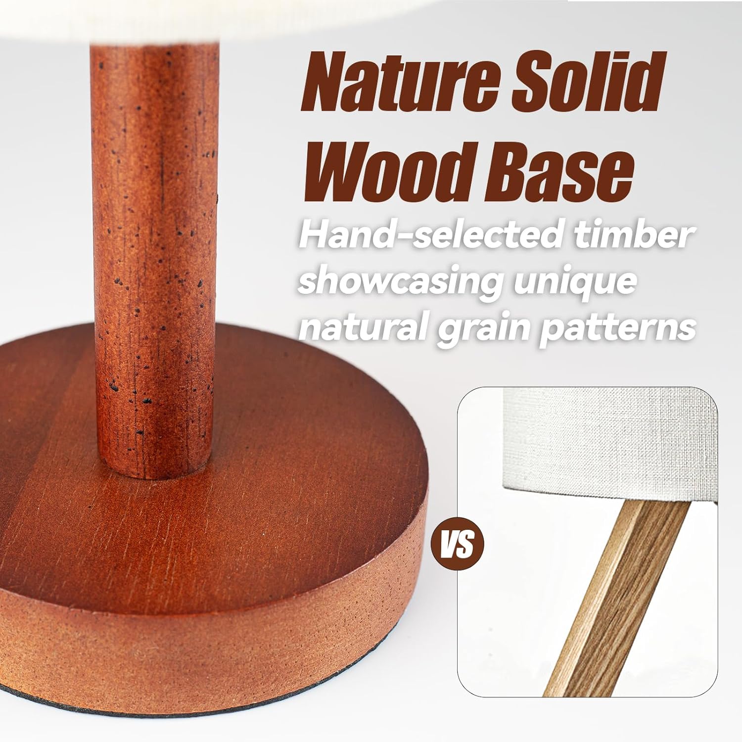 LALISU Small Table Lamp Nightstand Lamp Linen Lampshade Bedroom Wood Base Small Bedside Lamp for Night Stands, Desk Lamps for Reading Living Room, Office (LED Bulb Included) (Black-Walnut Wood（2）)