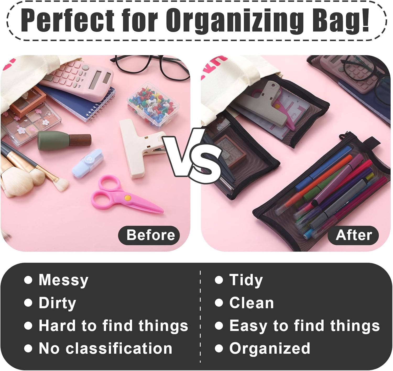 Leelosp 80 Pcs Mesh Zipper Pouch Bulk Mesh Cosmetics Bag Pencil Storage Pouch Toiletry Makeup Bags Employee Appreciation Gift for Office Travel Organization(Black,9 x 4.7 Inch)