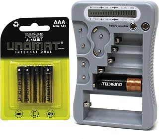 12-in-1 Battery Tester (Grey) with LCD Display for Household Batteries AA, AAA, C, D, 9V, CR2032, CR123A, N/LR1, CR2, CR-V3, 2CR5, CR-P2, 1.5V/3V Button Cell Batteries