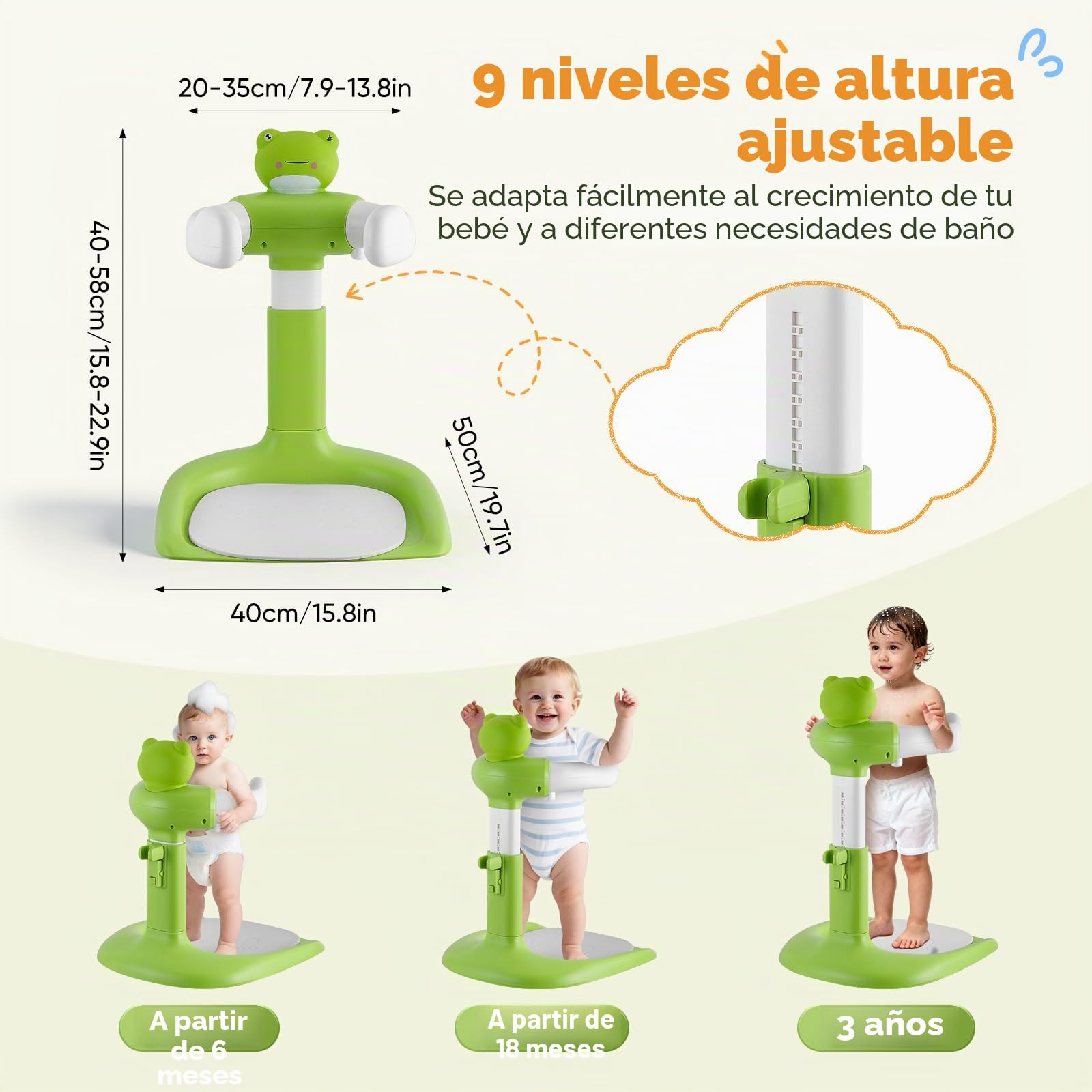 Soporte De Pie Para Niños Pequeños,Soporte de Bañera para Bebé con base antideslizante,baby shower para 8-36 Meses Para Niños Y Niñas,Bañarse y Cambiar Pañales
