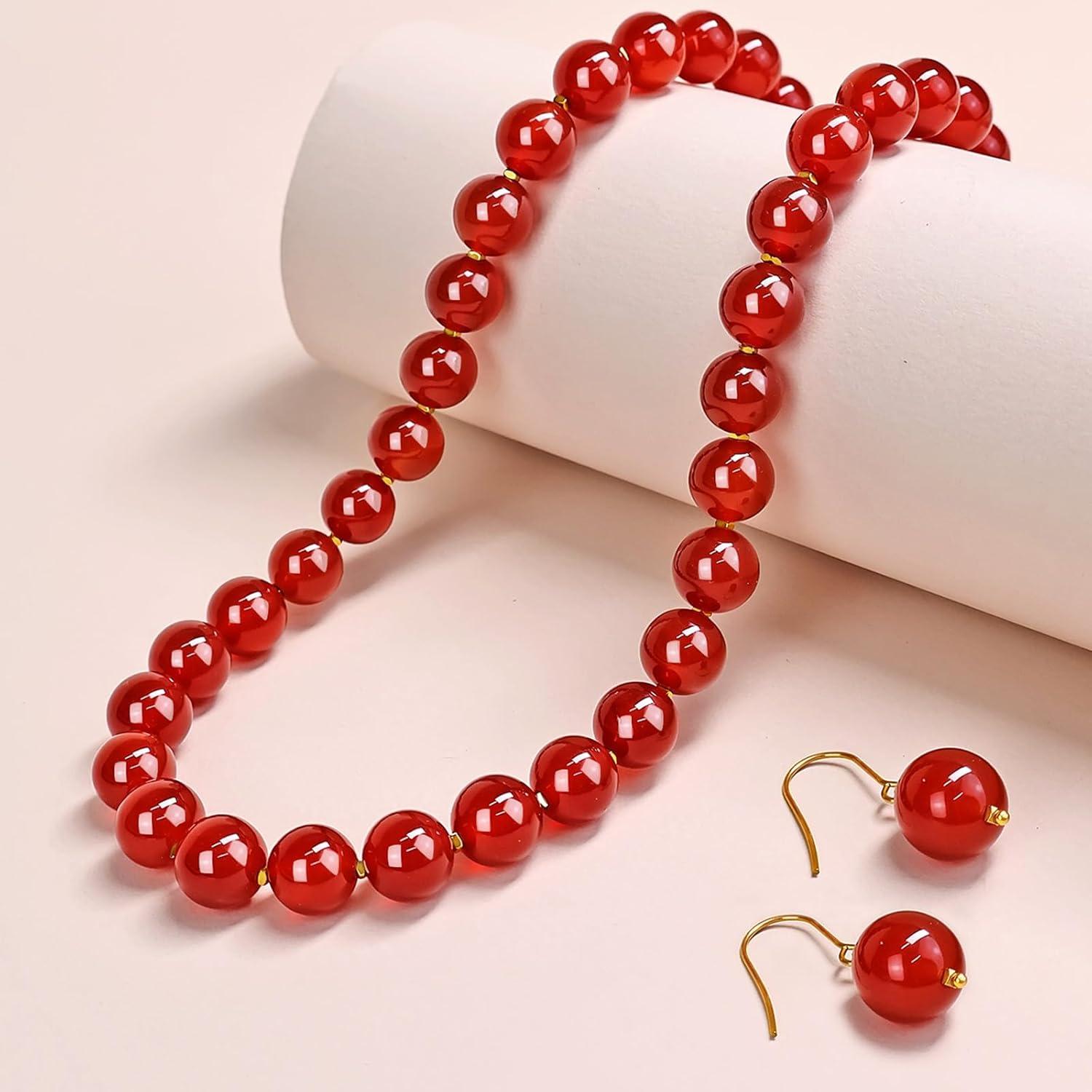 Beaded Necklaces for Women, Natural Gemstone Bead Choker Necklace10MM Bead Strand Choker Collarbone Necklace Healing Crystal Chakra Necklace Western Jewelry For Women Jewelry Gifts