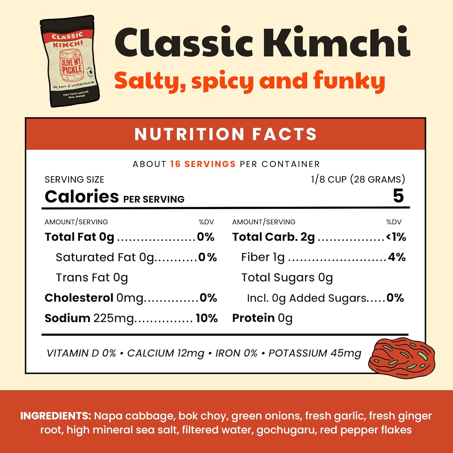 Olive My Pickle Kimchi Fermented - 48 oz | 3 Pack of Classic Probiotic Napa Cabbage | Fresh Korean Kimchi with Natural Probiotics for Gut Health - Perfect for Ramen & Spicy Noodles