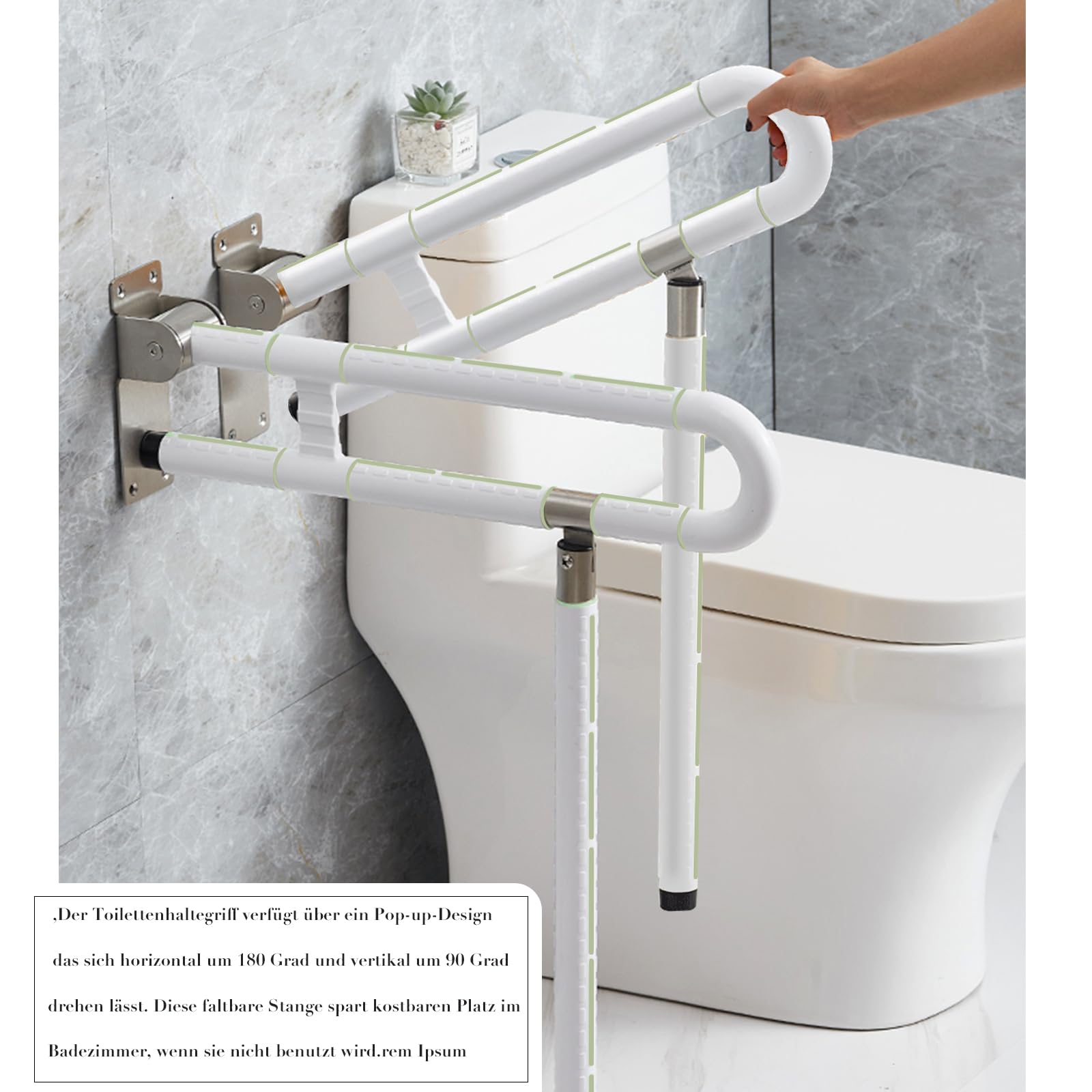 Wandstützgriff Toilette, 60cm Haltegriffe für Senioren (Weiß, Mit Beinen)