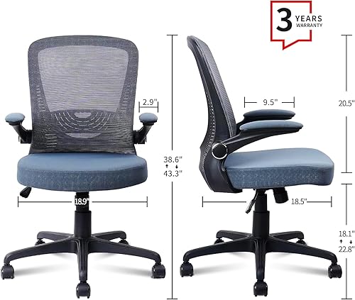 Miniatura 3 de CLATINA Silla de oficina ergonómica  Silla de escritorio con soporte lumbar ajustable 3D y reposabrazos, silla giratoria de malla ejecutiva
