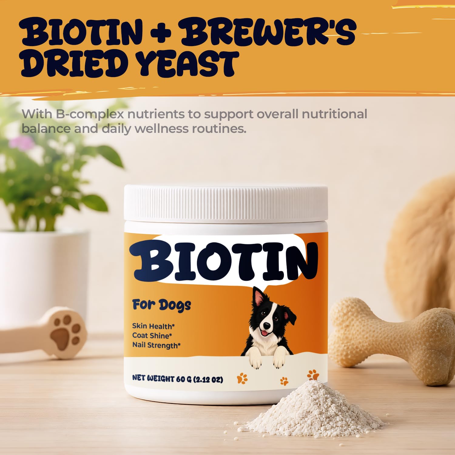 Biotin for Dogs, Brittle Nails Supplement with Brewer’s Yeast Powder — Amazon image 3