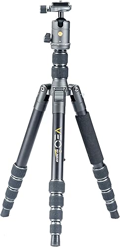Vanguard VEO2GO265AB - Trípode de viaje de aluminio con cabeza de bola para Sony Nikon Canon Fujifilm sin espejo cámara de sistema compacto CSC DSLR