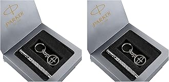 Parker Vector Gift Set Roller Ball Pen Logo Round Key Chain (Ink - Blue) (Pack of 2)