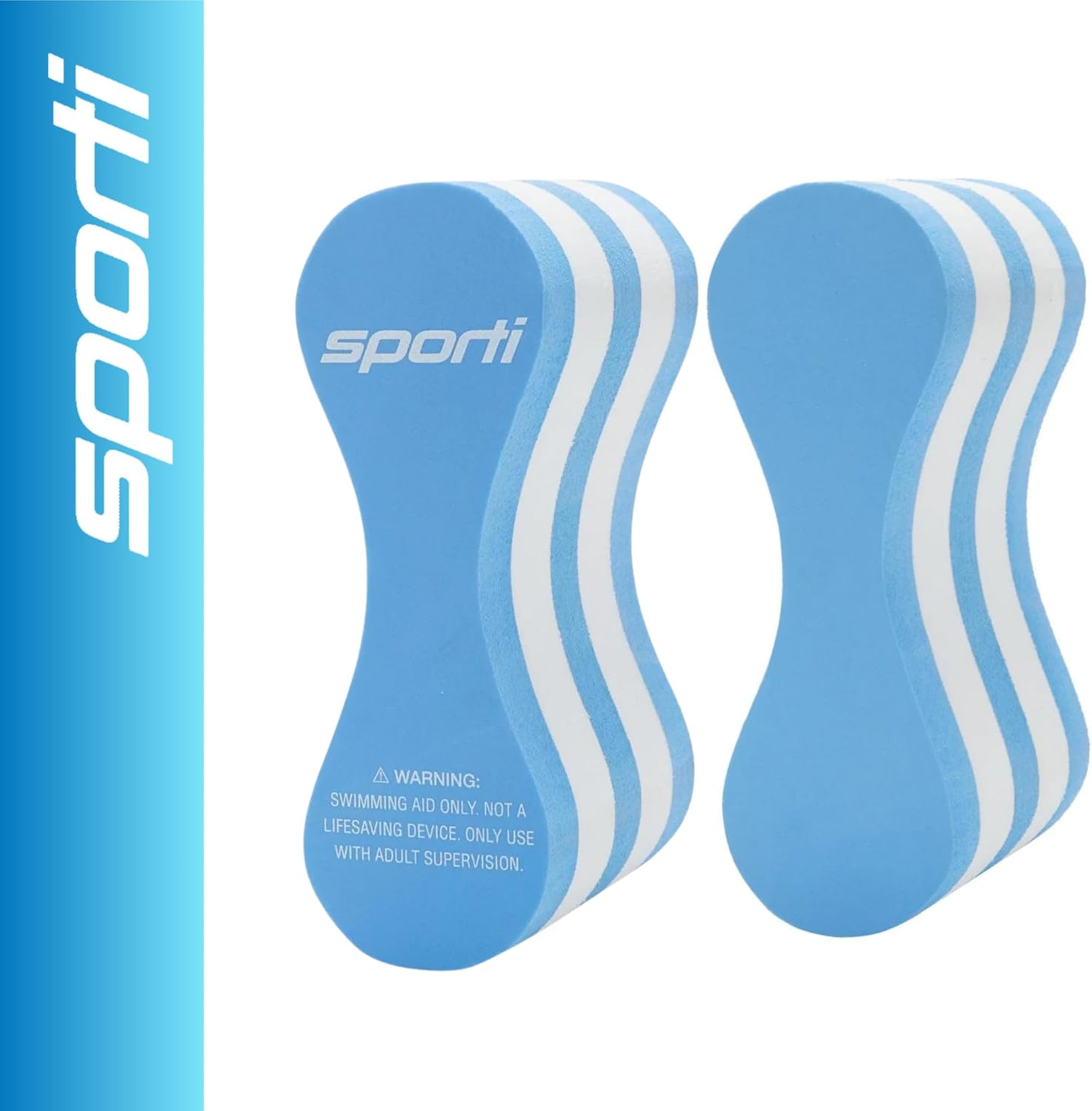 Swim Training Set – Floating Pull Buoy & Swim Fins for Kids & Adults | Boost Technique, Buoyancy & Kick Power in Pool (Green Blue - Blue/White/Blue)