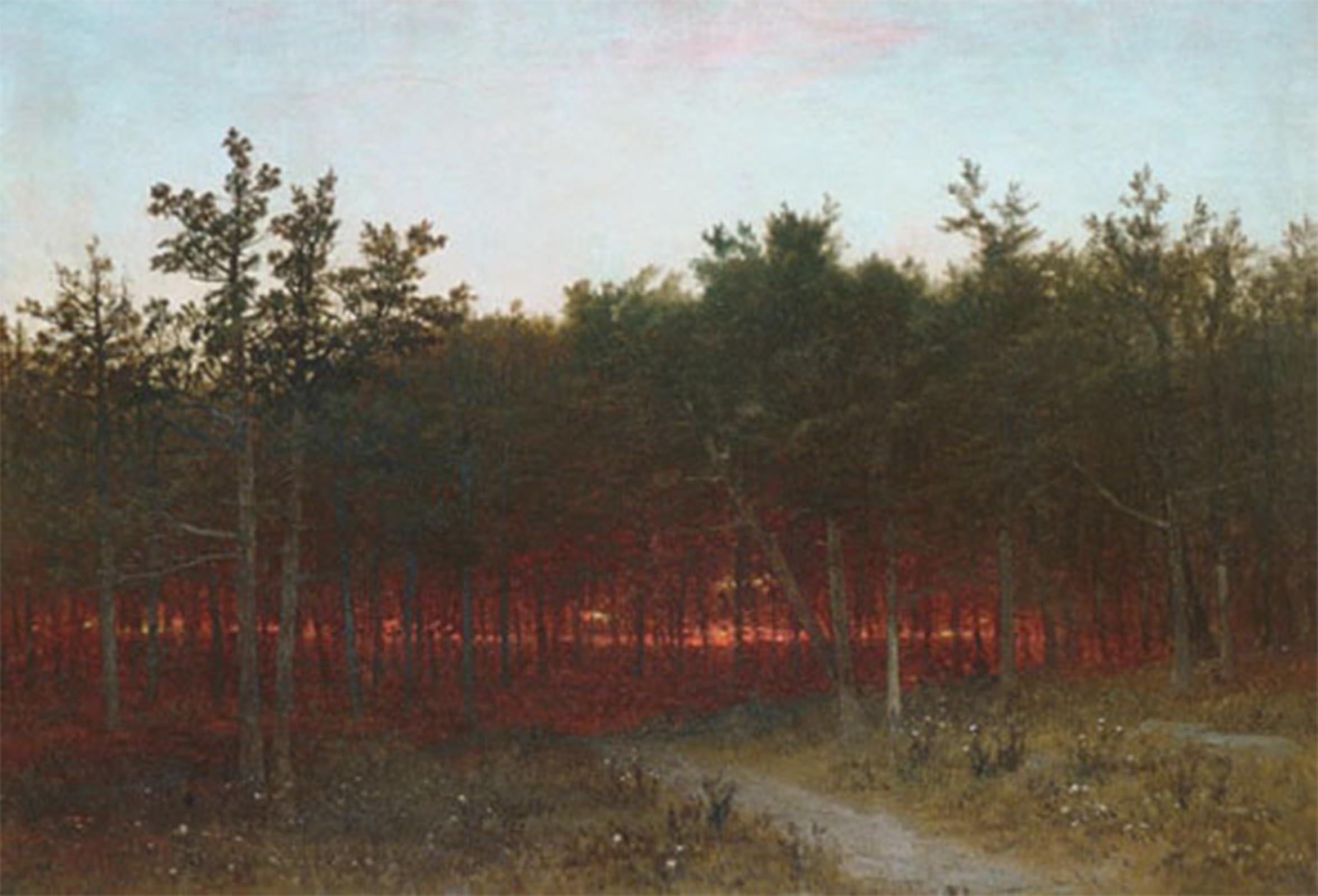 POSTERIIk Famous Modern Artwork Art Mural Twilight in the Cedars At Darien by John Frederick Kensett Oil Paintings Pictures for Home Decor 60x90cm