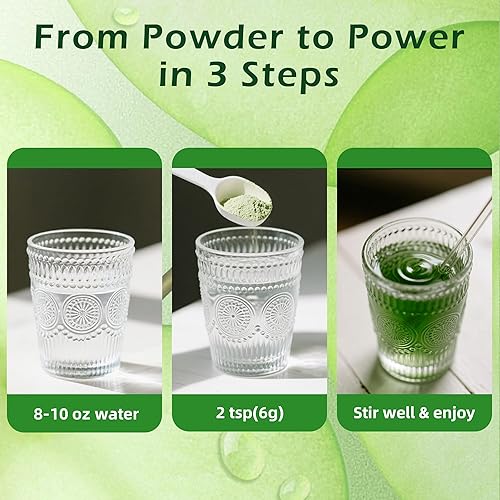 Miniatura 5 de Polvo de glicinato de magnesio y clorofila con L-teanina, melena de león  Apoyo al sueño tranquilo, alivio del estrés y desintoxicación  Jugo en