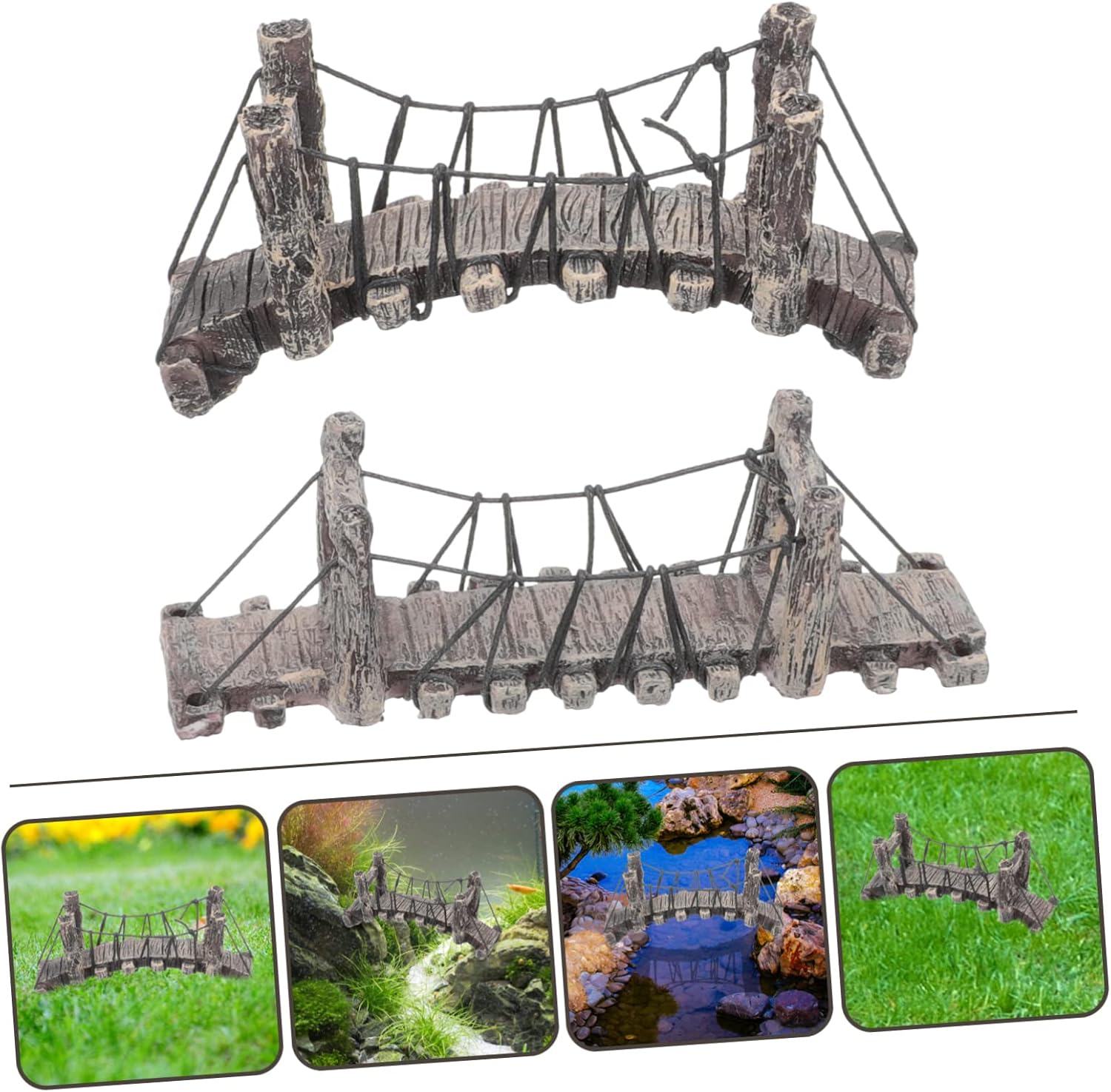 2pcs Miniature Resin Bridge Decoration for Landscaping Accessories Bridge Statues for Dollhouses Adorable Garden Arch Adornments and Lightweight Design