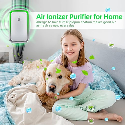 Miniatura 4 de Paquete de 3 purificadores de aire enchufables, ionizador de aire negativo para el hogar, limpiador de aire silencioso con luz nocturna para