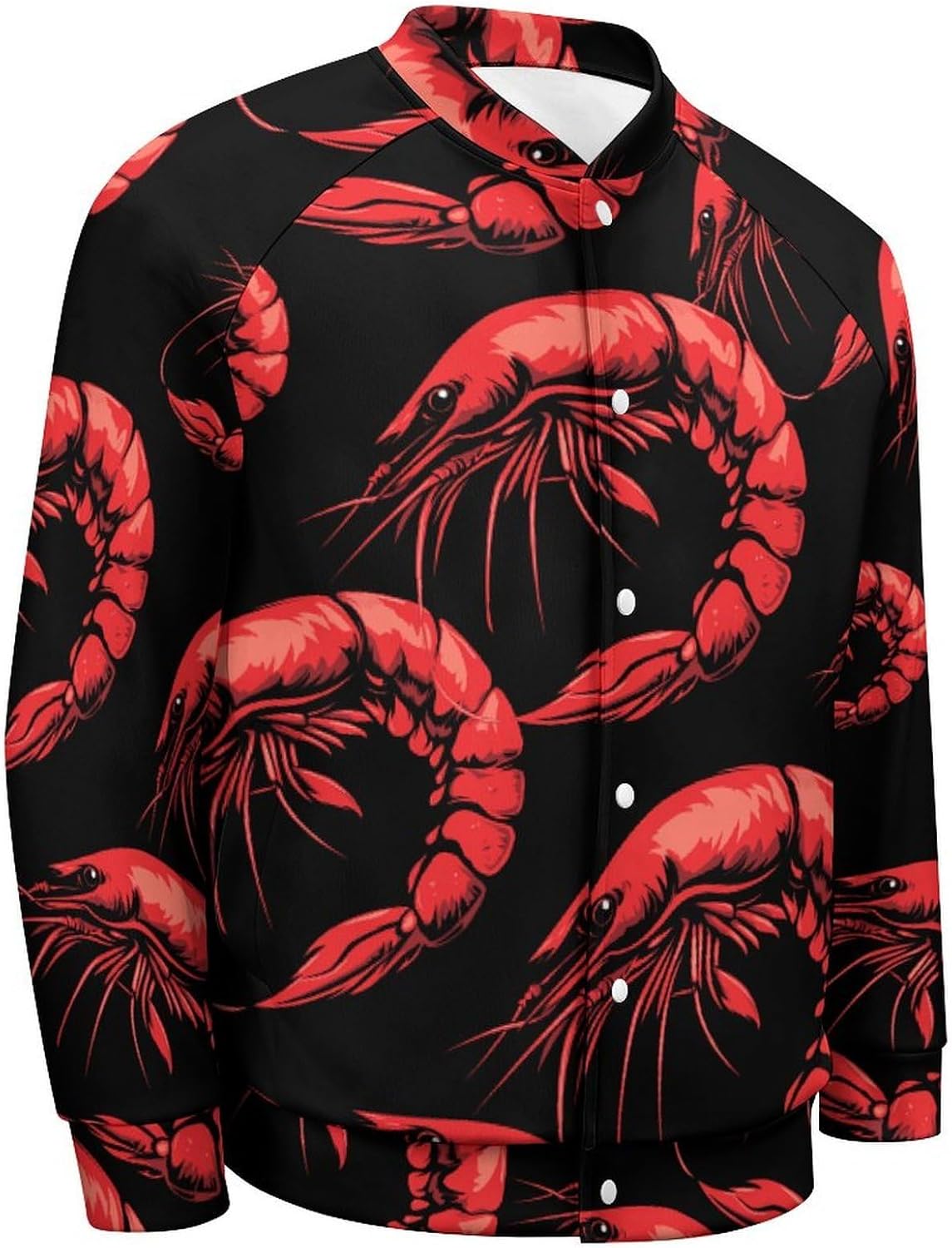 Red Shrimp Baseball Jacket Casual Sportswear Bomber Jacket Coat for Men Women