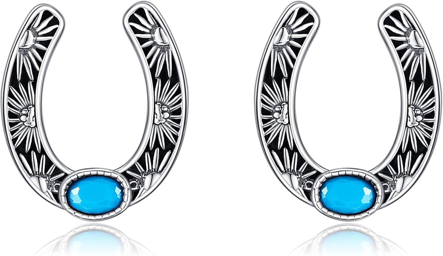 Horse Earrings Sterling Silver Horse Shoe Earrings Equestrian Jewelry for Women Horse Lovers