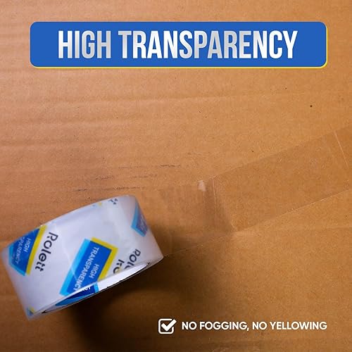 Miniatura 6 de Rolett Cinta de embalaje, 12 rollos de cinta de envío, cinta de embalaje resistente de 1.88 pulgadas x 60 yardas, repuesto de cinta de embalaje