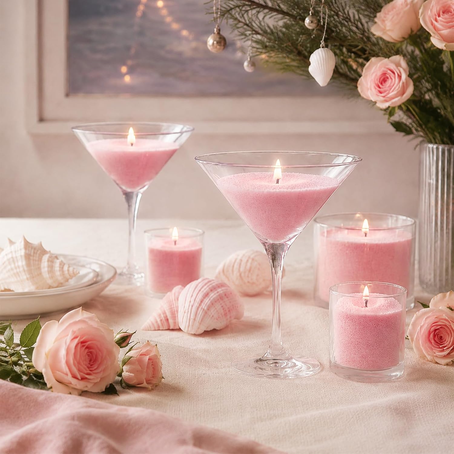 REISEN 3.3lb Pink Candle Sand Wax Set, Rose Pearled Candle with 50 Wicks & 16oz Empty Candle Jar, Sand Candle Craft Kit for DIY Candle Making, Ideal for Home Decor, Gifts & Relaxation
