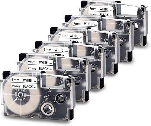 Absonic XR-9WE2S - Cinta de etiquetas de 0.354 in para impresora de etiquetas Casio Xr-9we con impresoras de etiquetas Casio KL-120 KL-60 KL-100