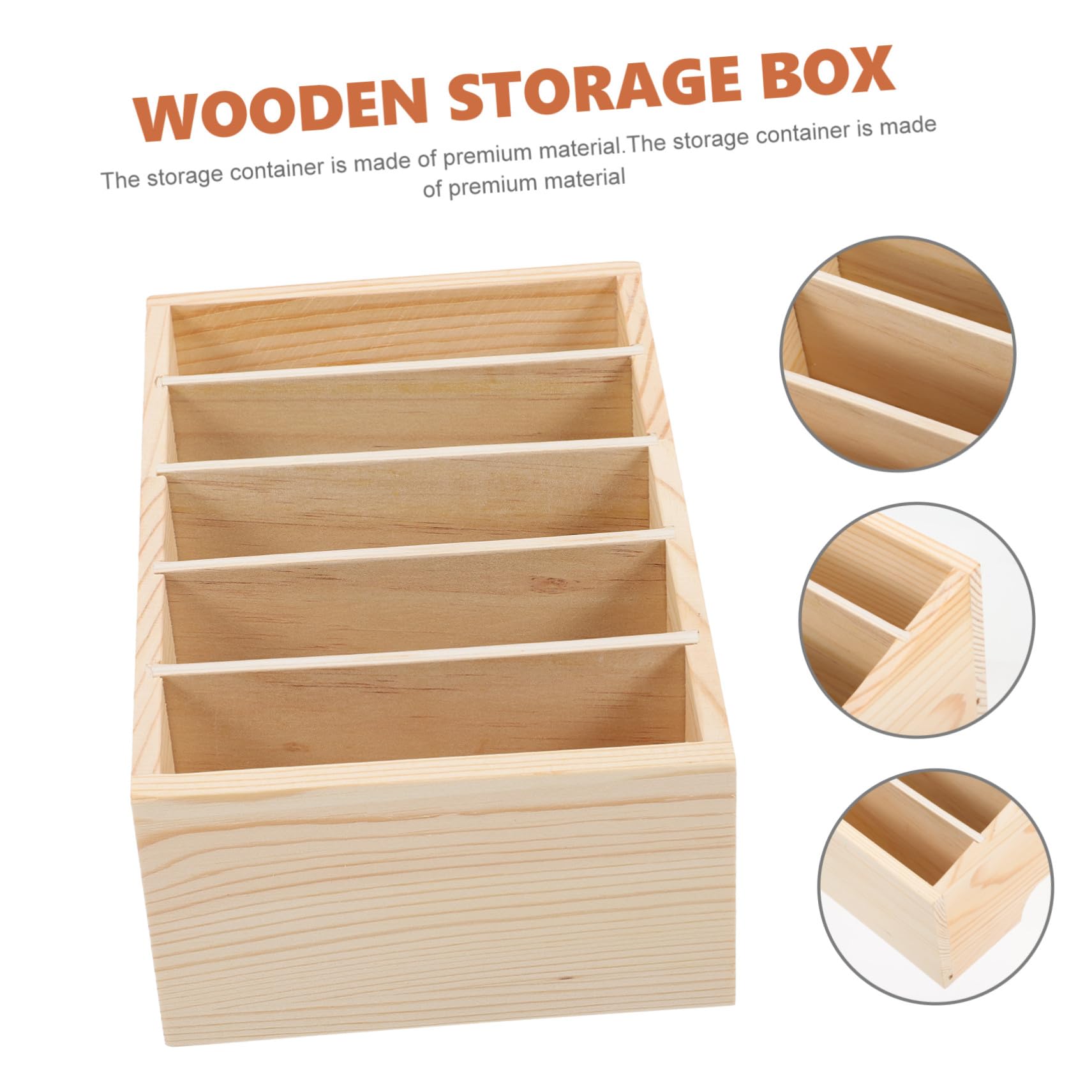 NOLITOY Mehrzweck Aufbewahrungsbox Holz Schreibtisch Organizer Mit 5 Fächern Desktop Container Für Handy Büro Schule Natürliche Holzoptik