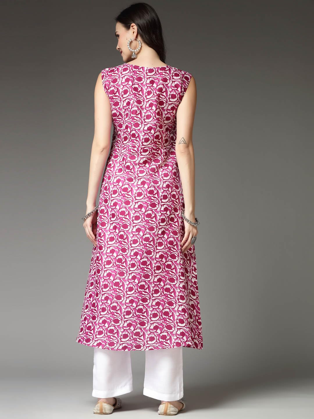 Stylum Women's Floral Printed Cotton Blend A-Line Kurta (Purplekyra36_Purple, S)