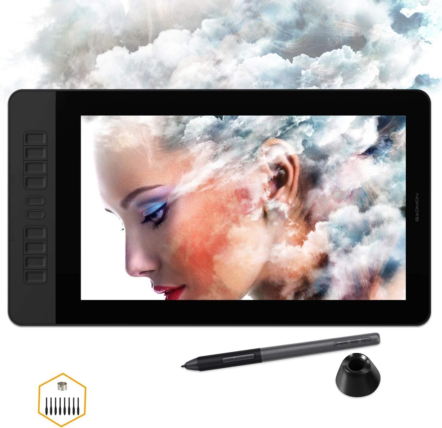 GAOMON PD1561 drawing display with pen and nibs