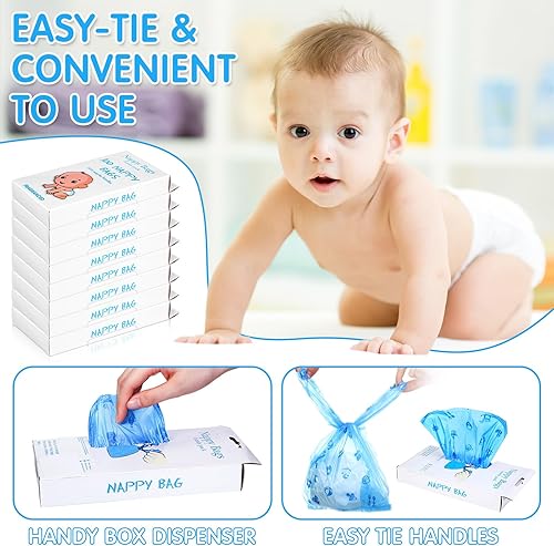 Miniatura 3 de Sinmoe 1500 unidades de bolsas de pañales desechables para bebés, bolsas de pañales para bebés con aroma a polvo para bebés, bolsas de basura para