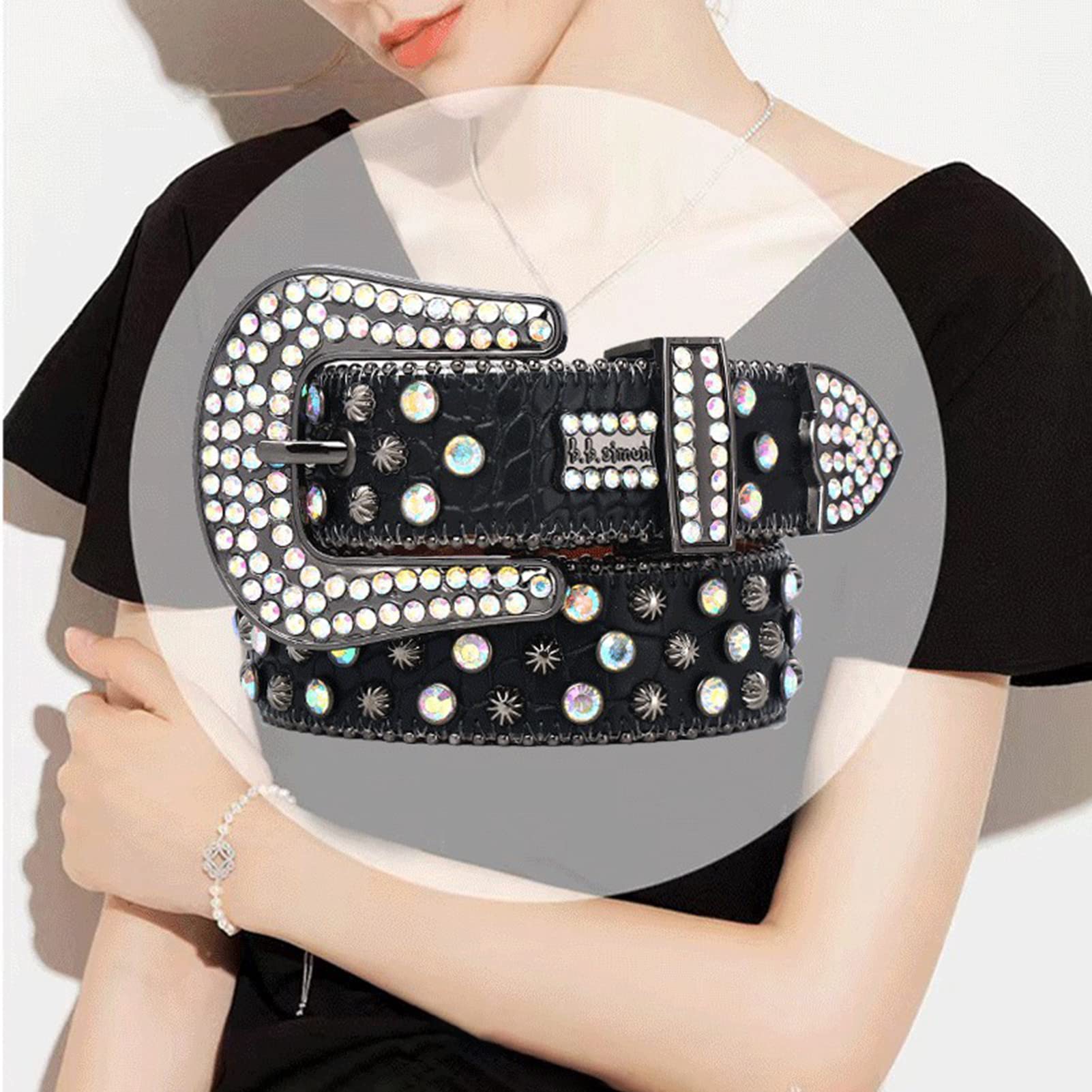 8575 Rhinestone Belt For Women Men- Western Cowgirl Sequin Diamond Bling Rhinestone Belt for Men Women Western Cowboy Cowgirl Bling  main image 4