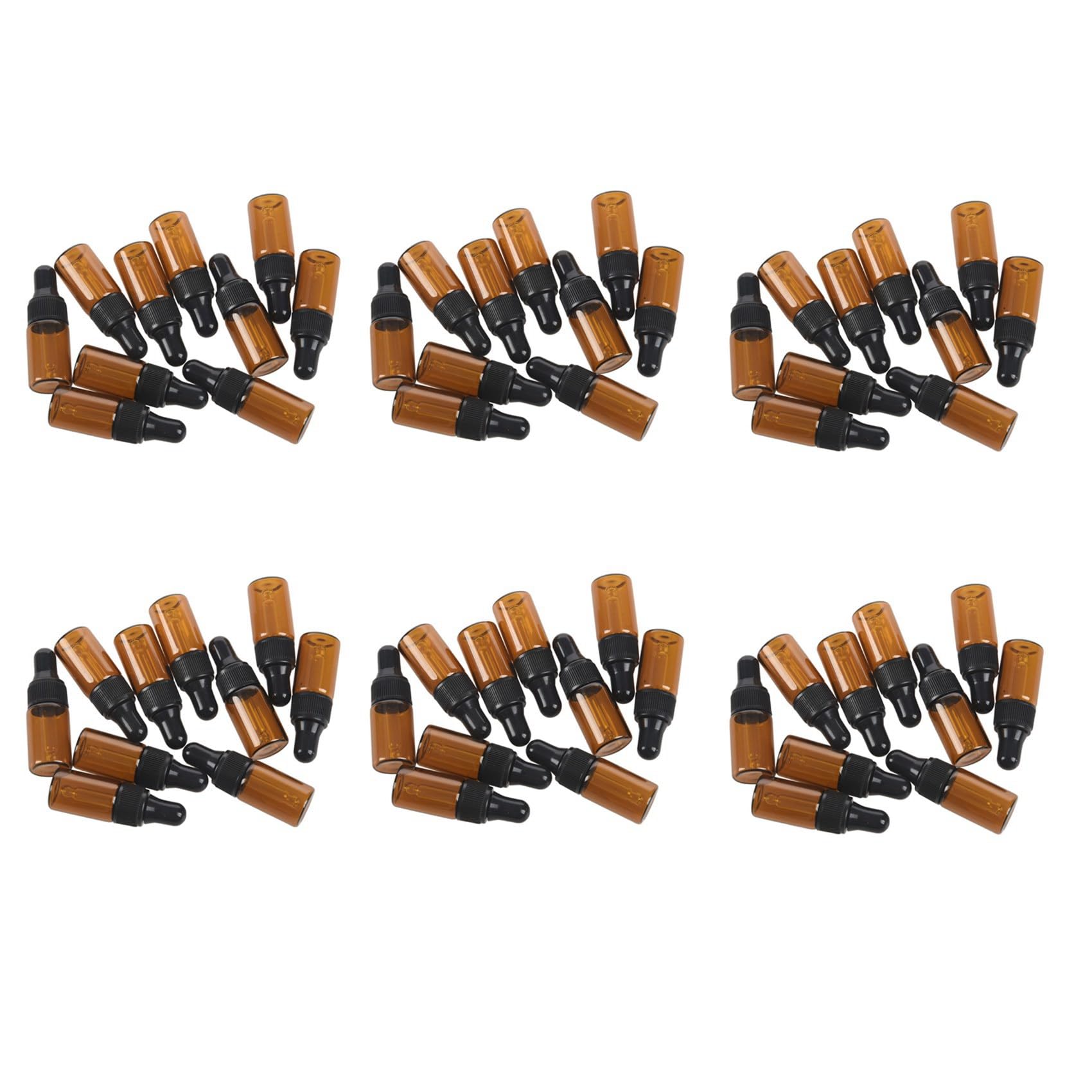 Jnchdghwa 60Pcs 3Ml Empty Brown Glass Dropper Bottles with Pipette for Essential Oil