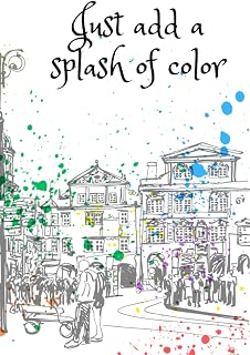 Just add a splash of color: White and black notebook with splashes of different colors, 120 pages, great for women, girls and teenage girls.